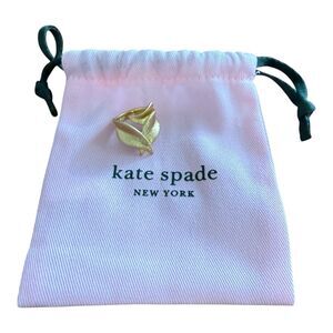 Kate Spade Palmer Ring Sz 5 Gold Tone Statement Fashion Jewelry w/ Storage Pouch
